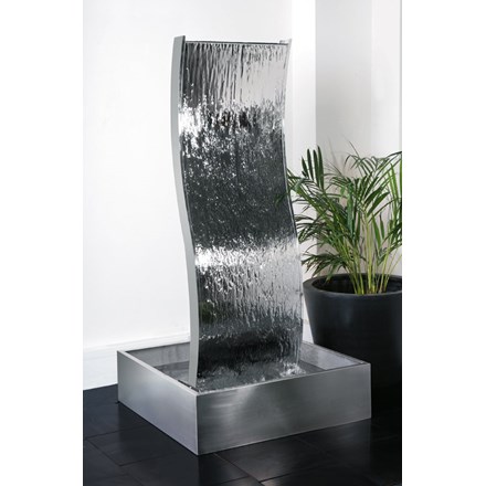 H130cm Double-Sided Curved Stainless Steel Water Wall w/ Stainless Steel Reservoir | Ambienté