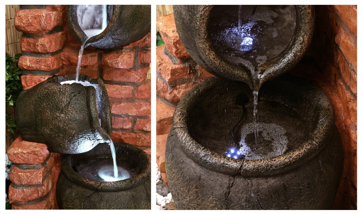 Regal 4-Tier Oil Jar Water Feature w/ Lights | Indoor/Outdoor Use | Ambienté