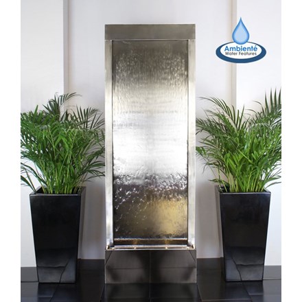 H174cm Giant Brushed Stainless Steel Water Wall Cascade | Indoor/Outdoor Use | Ambienté