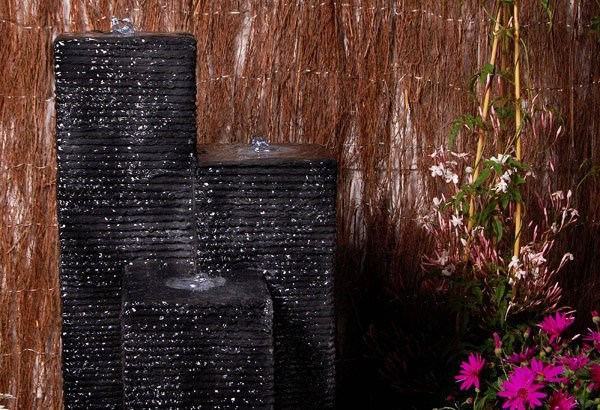 H92cm Cassia 3-Column Water Feature with Lights | Indoor/Outdoor Use by Ambienté
