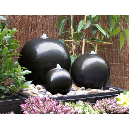 H30cm Triple Sphere Ceramic Water Feature with Lights by Ambienté