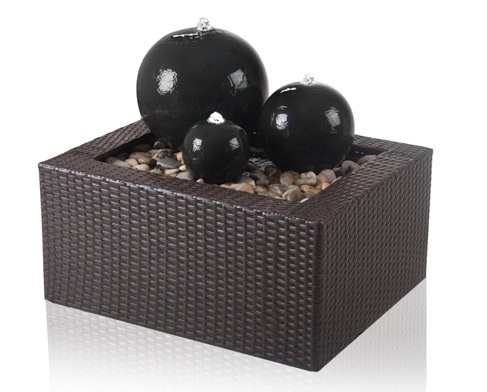 H34cm Triple Sphere Ceramic Water Feature with Lights by Ambienté