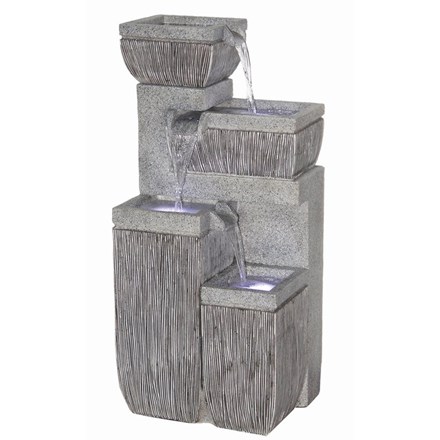 4 Bowl Textured Granite Water Feature with Lights W38.5cm x H80.5cm