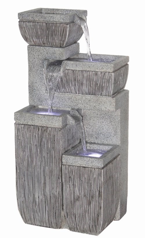 4 Bowl Textured Granite Water Feature with Lights W38.5cm x H80.5cm