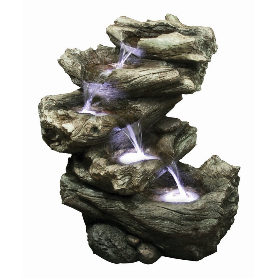 4 Fall Driftwood Water Feature with Lights W51cm x H55cm
