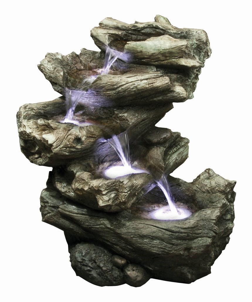4 Fall Driftwood Water Feature with Lights W51cm x H55cm