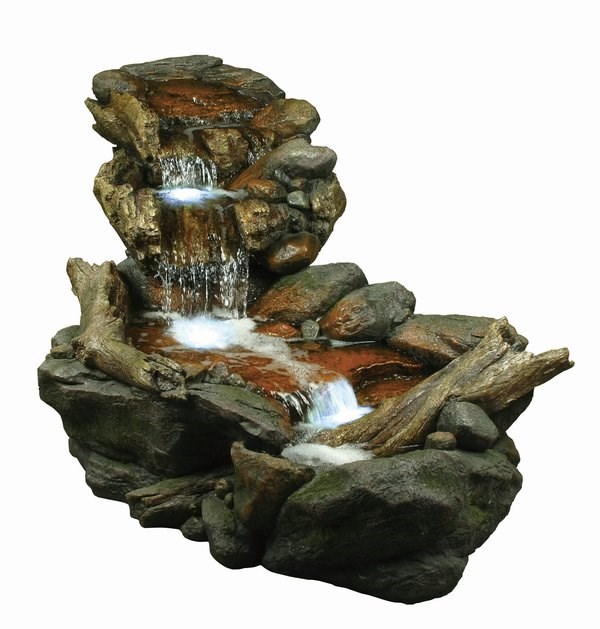 Large Boulder River Falls Water Feature with Lights W150cm x H72cm