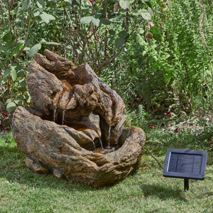 W58cm Log Effect Solar Powered Cascading Water Feature