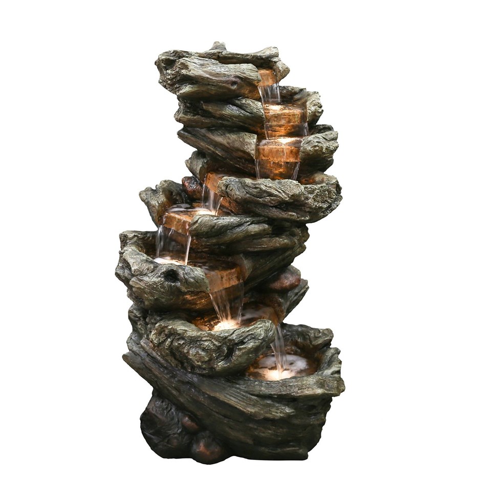 H61cm 7 Fall Woodland Cascading Fountain with Lights