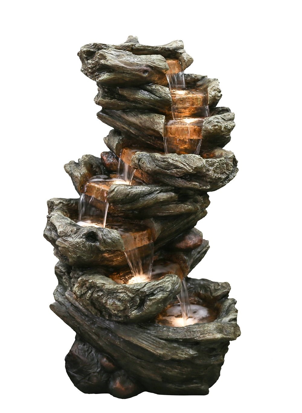 H61cm 7 Fall Woodland Cascading Fountain with Lights