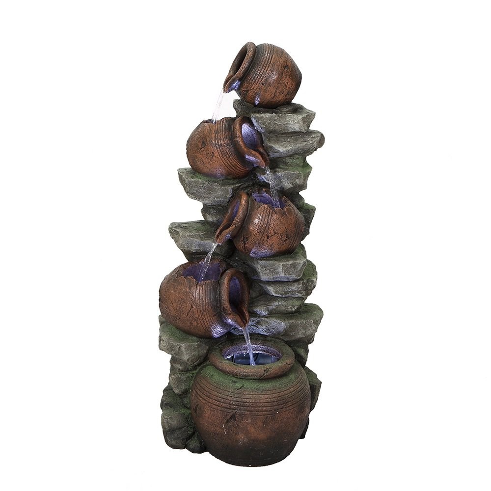 Madeira 5-Tier Pouring Pots Cascade Water Feature With LED Lights