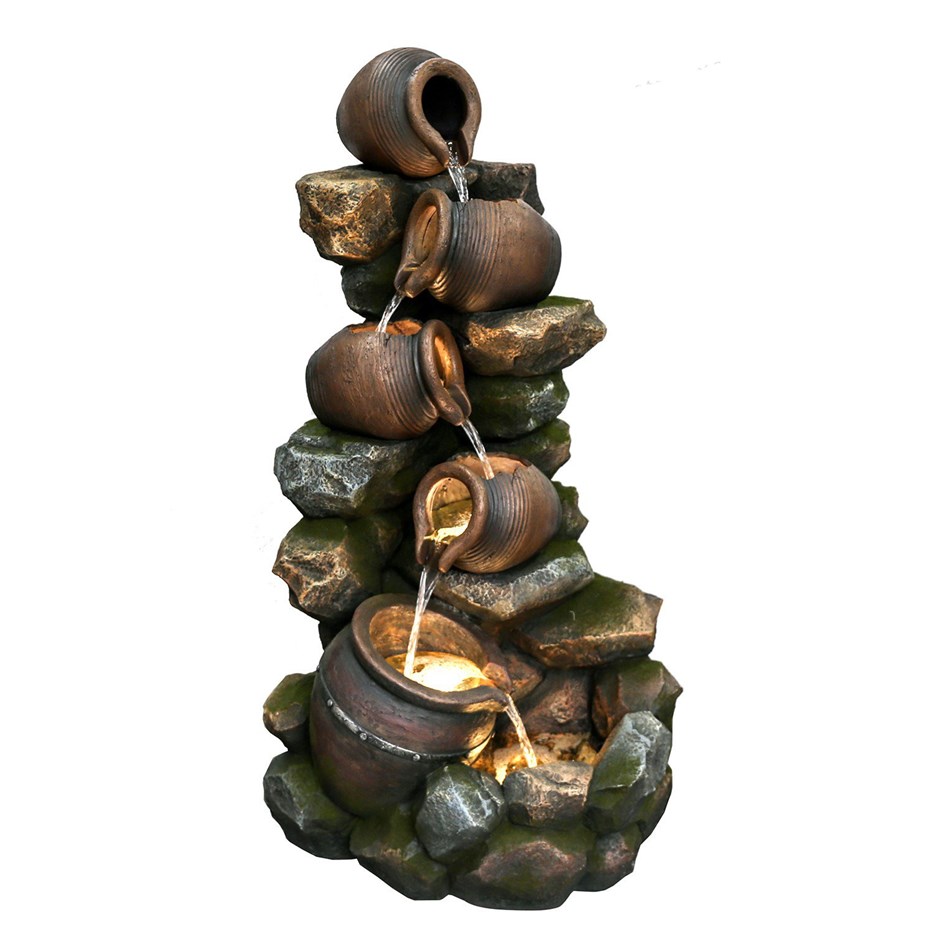 H56cm Dakota Pouring Pots Cascading Water Feature with Lights