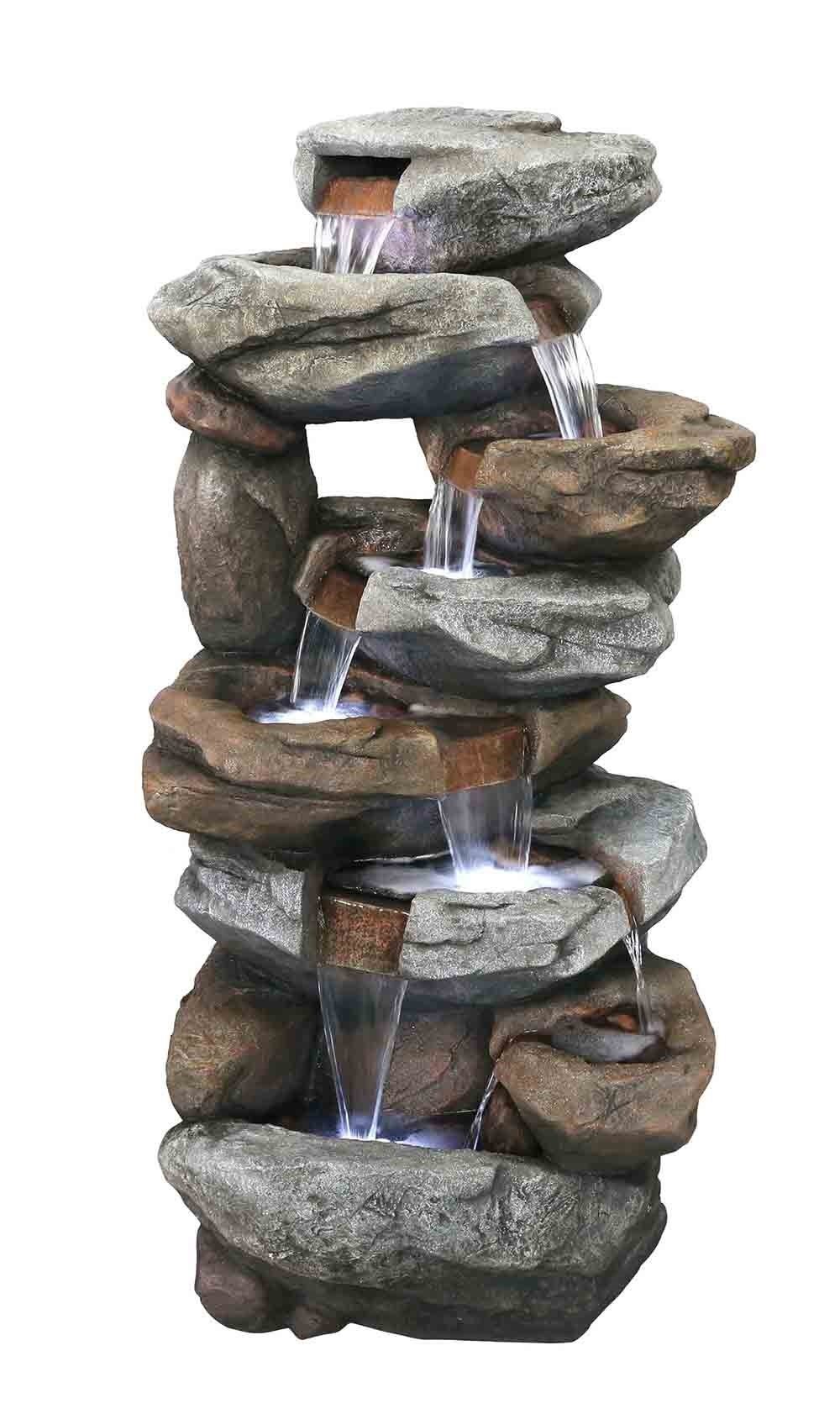 H76cm Oklahoma Rock Falls Cascading Water Feature with Lights