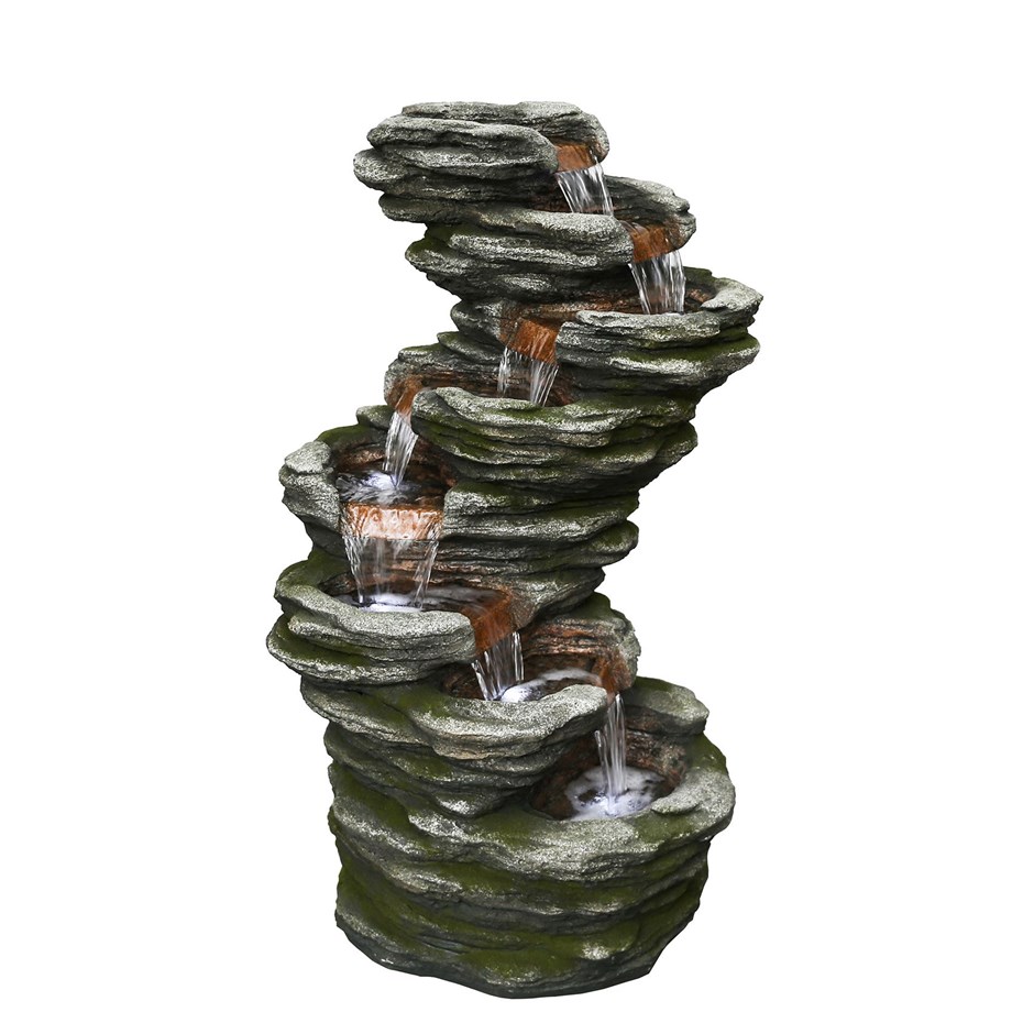 H104cm 7 Fall Slate Water Feature with Lights
