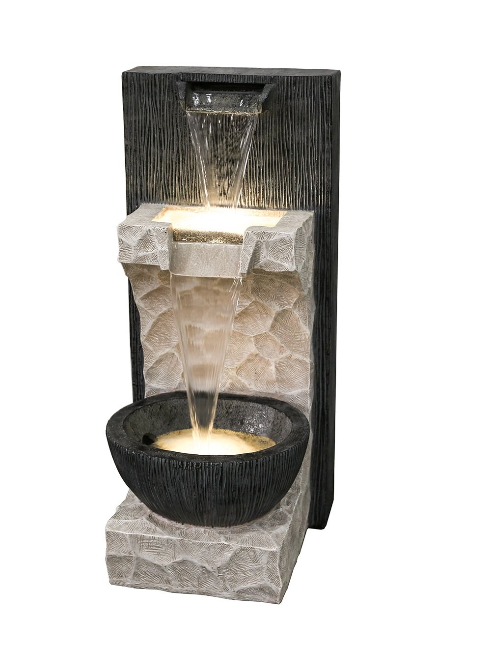 Dual Cascade Water Feature With LED Lights