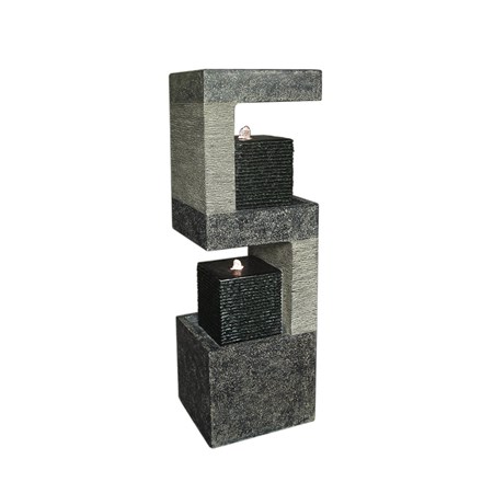 H3cm S Shape Black Columns Water Feature with Lights