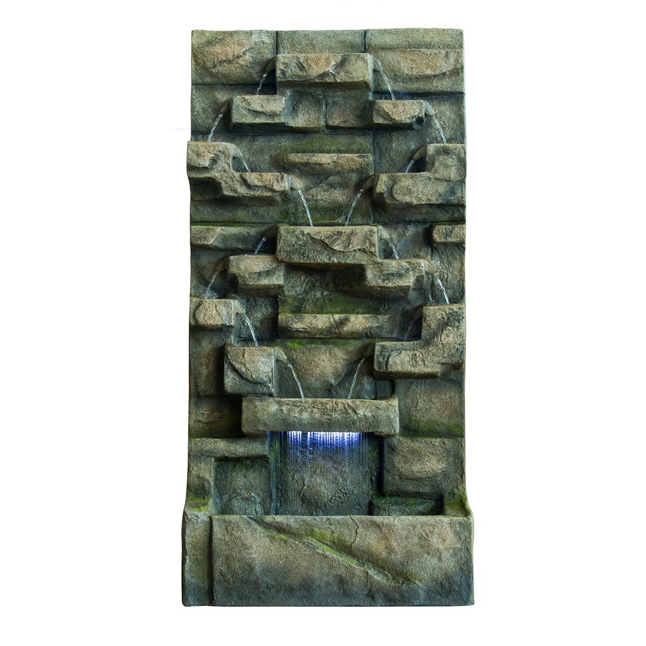 H91cm Brown Water Wall Water Feature with Lights