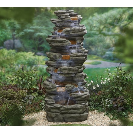 H201cm Atlas Falls Cascading Water Feature with Lights