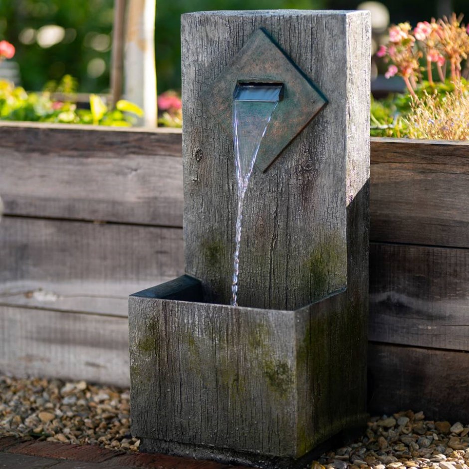 82cm Rustic Wooden Wall Cascading Water Feature By Ambienté