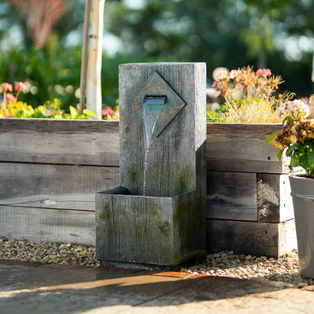 82cm Rustic Wooden Wall Cascading Water Feature By Ambienté