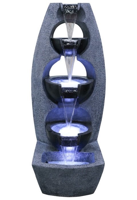 102cm 5 Tier Stone Effect Pouring Bowls Cascading Water Feature By Ambienté