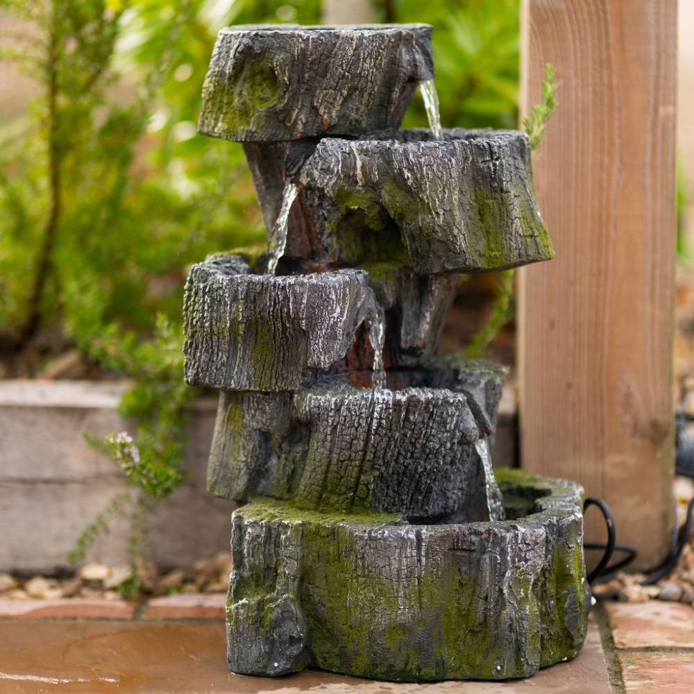 Tree Trunk 4-Tier Stump Cascade Water Feature