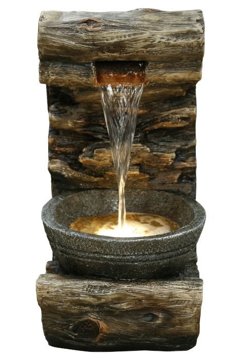 53cm Wooden Wall Pouring Bowl Cascading Water Feature By Ambienté
