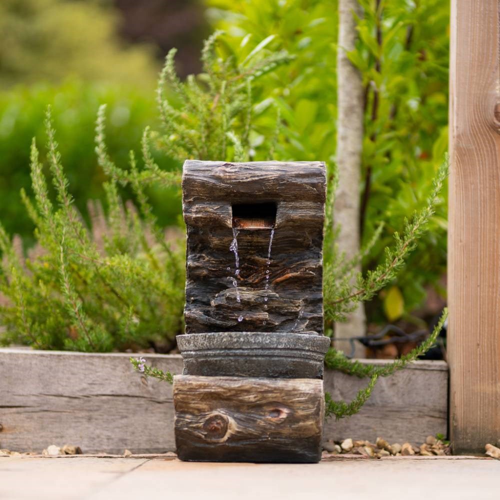 53cm Wooden Wall Pouring Bowl Cascading Water Feature By Ambienté