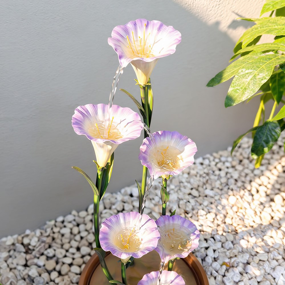 Potted Lily Zinc Metal Tiered Cascading Water Feature