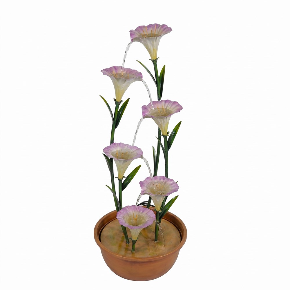 Potted Lily Zinc Metal Tiered Cascading Water Feature