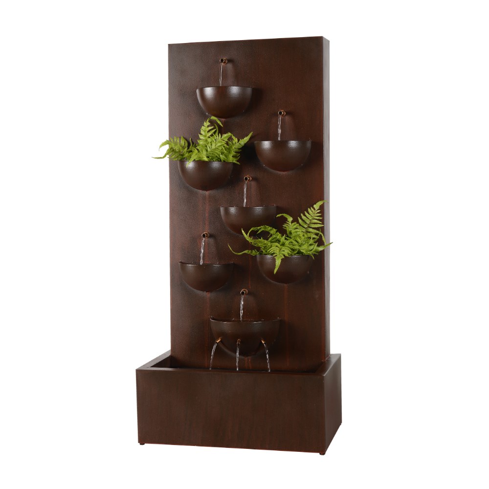 Tozi Zinc Metal Tiered Bowl Planter Water Wall Feature