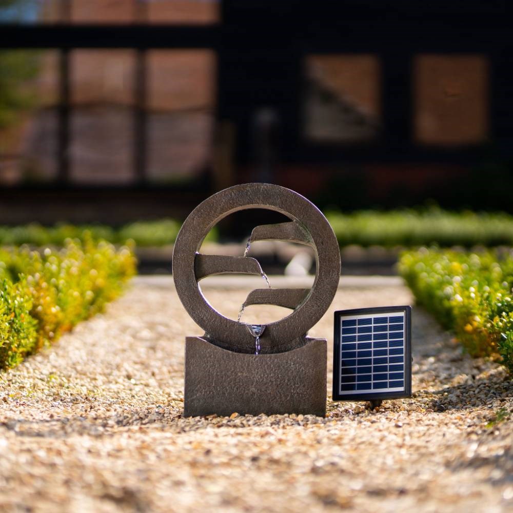Peaceful Flowing Steps Solar Water Feature With LED Lights
