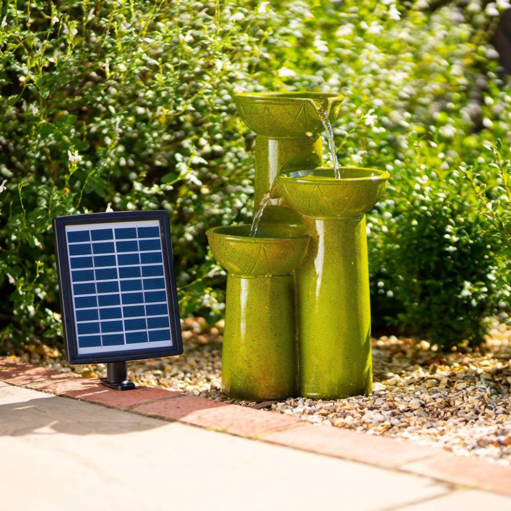 Green Pouring Bowls Hybrid Solar Cascade Water Feature