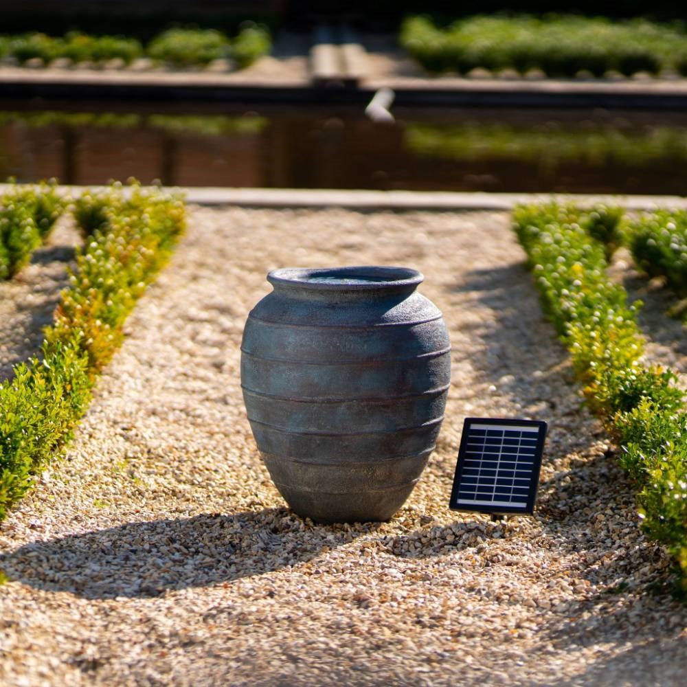 Bubbling Vase Hybrid Solar Water Feature With LED Lights