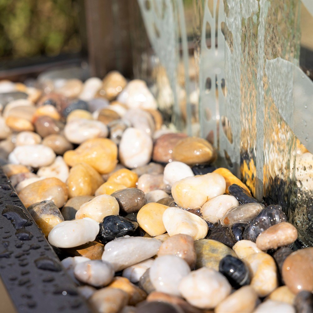 Lamego Leaf Print Mirror Water Feature With LED Lights