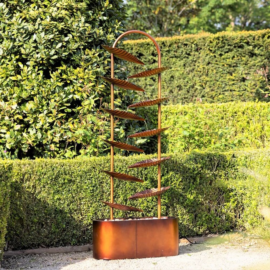 Monsaraz Bronze Zinc Metal Cascading Tiered Leaves Water Feature