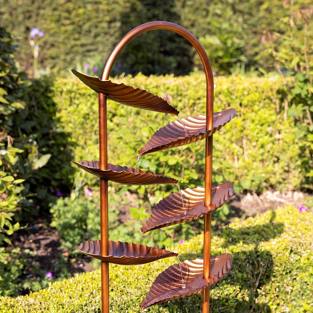 Monsaraz Bronze Zinc Metal Cascading Tiered Leaves Water Feature