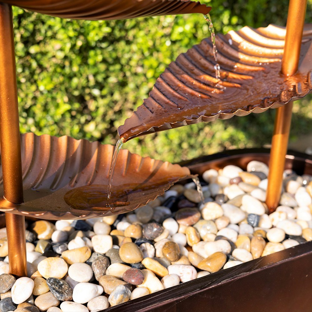 Monsaraz Bronze Zinc Metal Cascading Tiered Leaves Water Feature