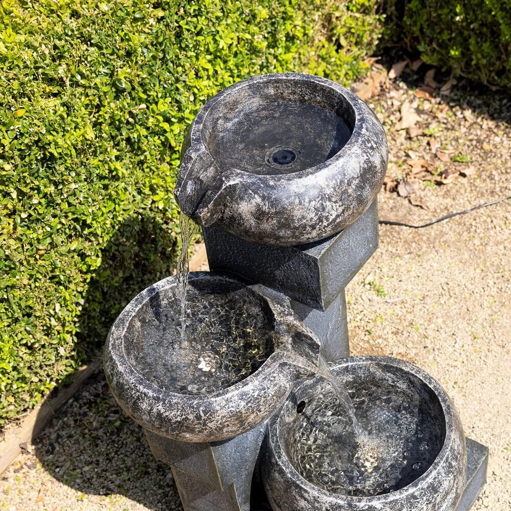 Tavira Stone Effect Tiered Water Feature With LED Lights
