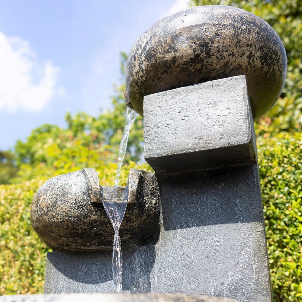 Tavira Stone Effect Tiered Water Feature With LED Lights