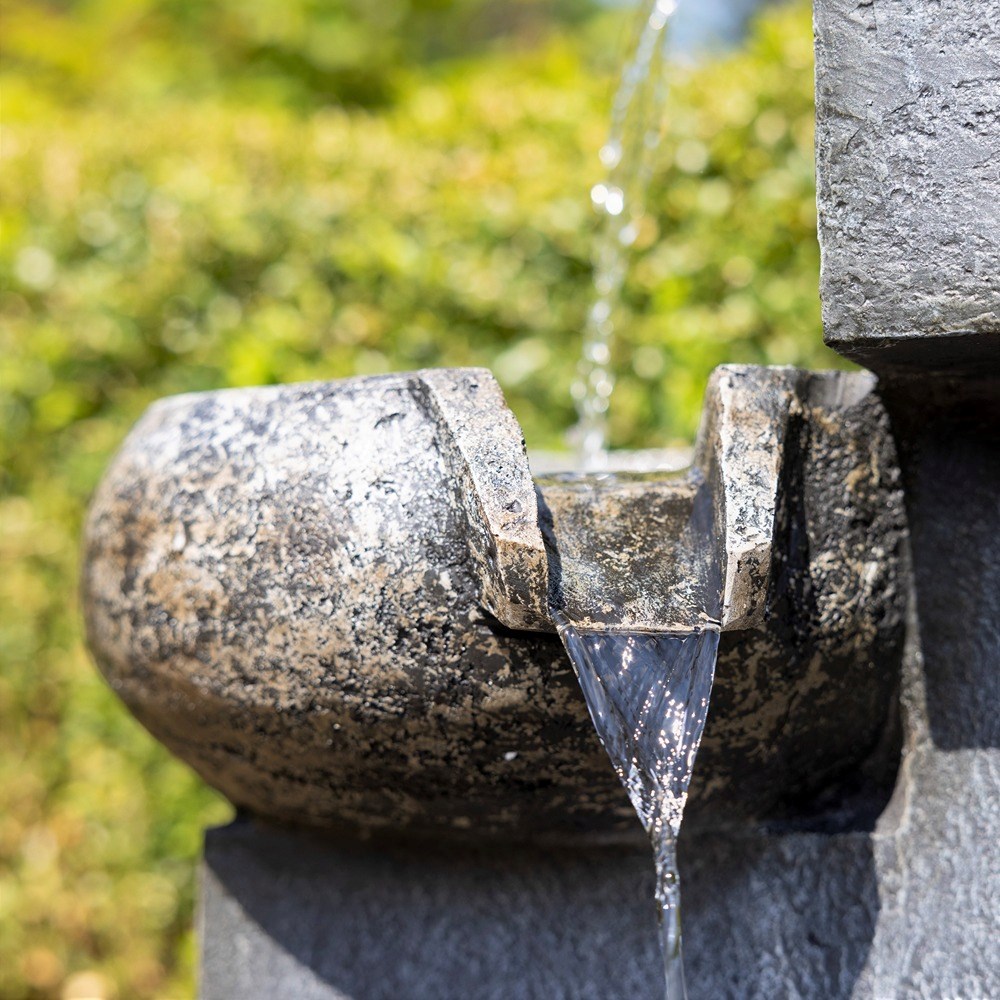 Tavira Stone Effect Tiered Water Feature With LED Lights