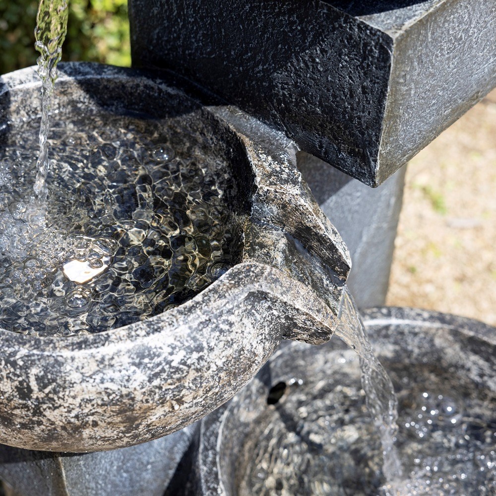 Tavira Stone Effect Tiered Water Feature With LED Lights