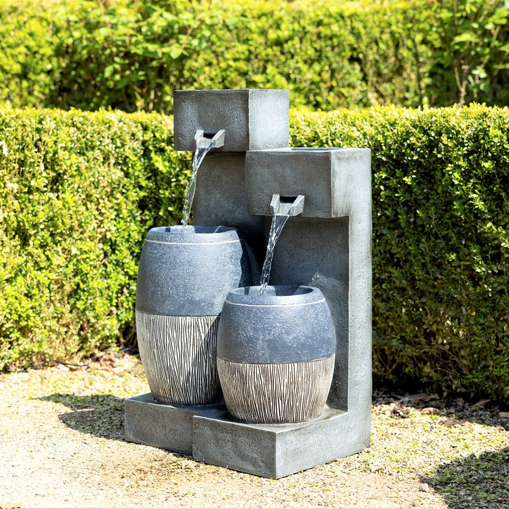 Covo Twin Two-Tone Pouring Bowls Water Feature With LED Lights