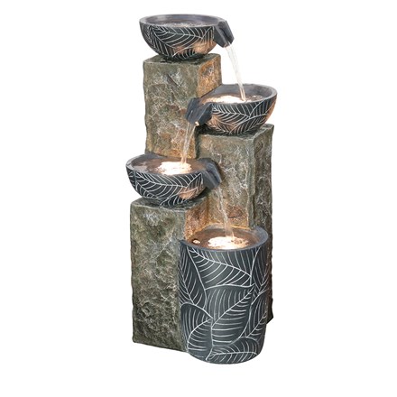 Guarda Cascading Tiered Bowls Water Feature With Lights