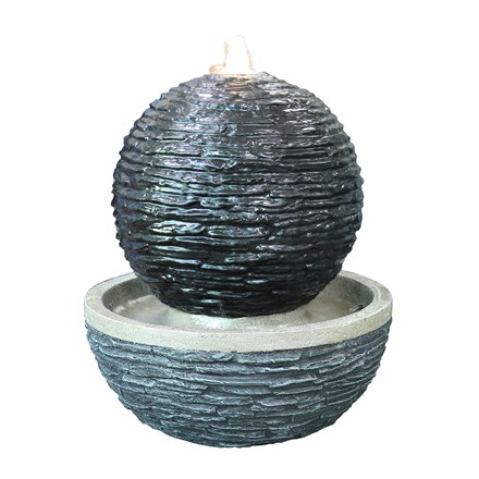 Marvao Slate Effect Sphere Water Feature With Lights