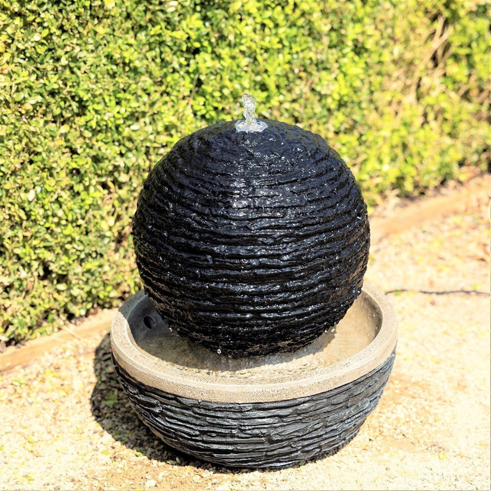 Marvao Slate Effect Sphere Water Feature With LED Lights