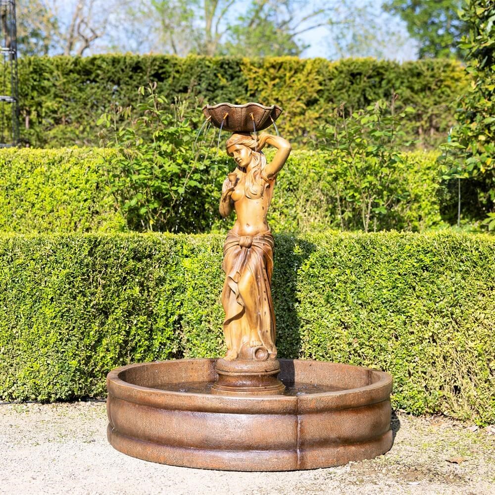Naiades Bronze Maiden Statue & Surround Water Feature