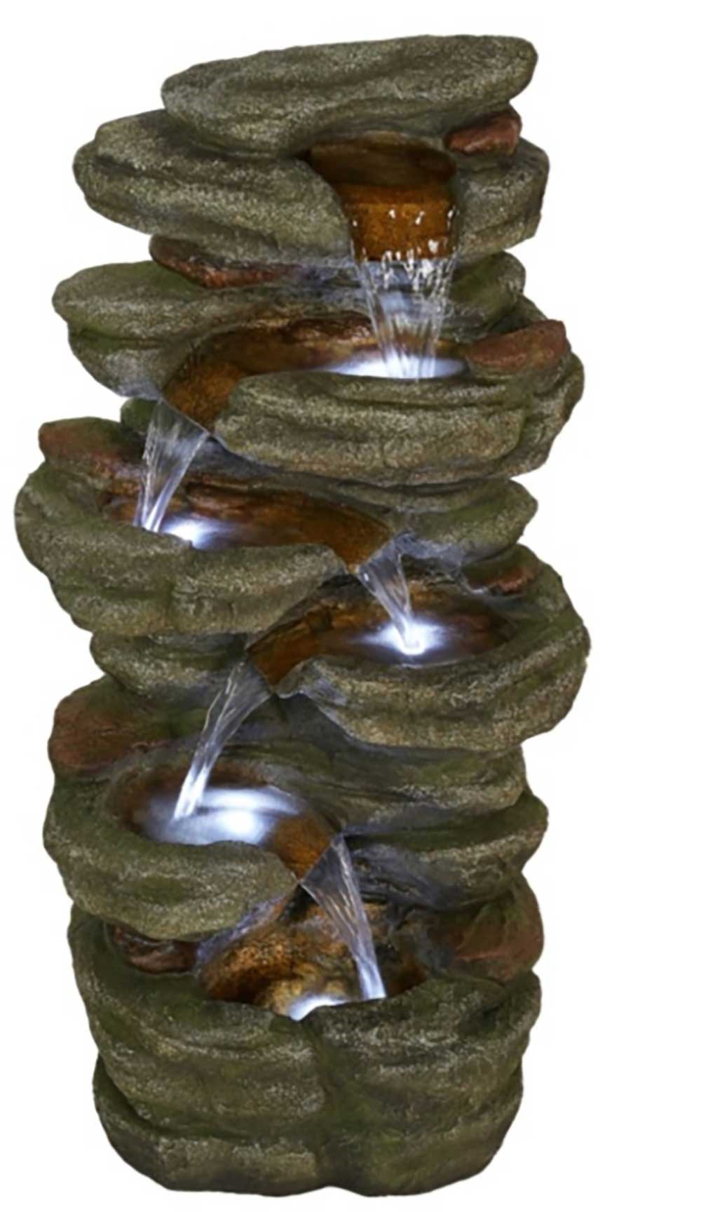 Wellington Rock Falls Solar Water Feature With LED Lights