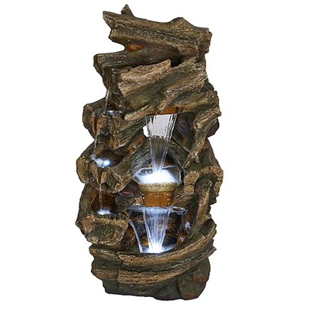 Kingswood Multi Falls Woodland Cascade Water Feature With LED Lights
