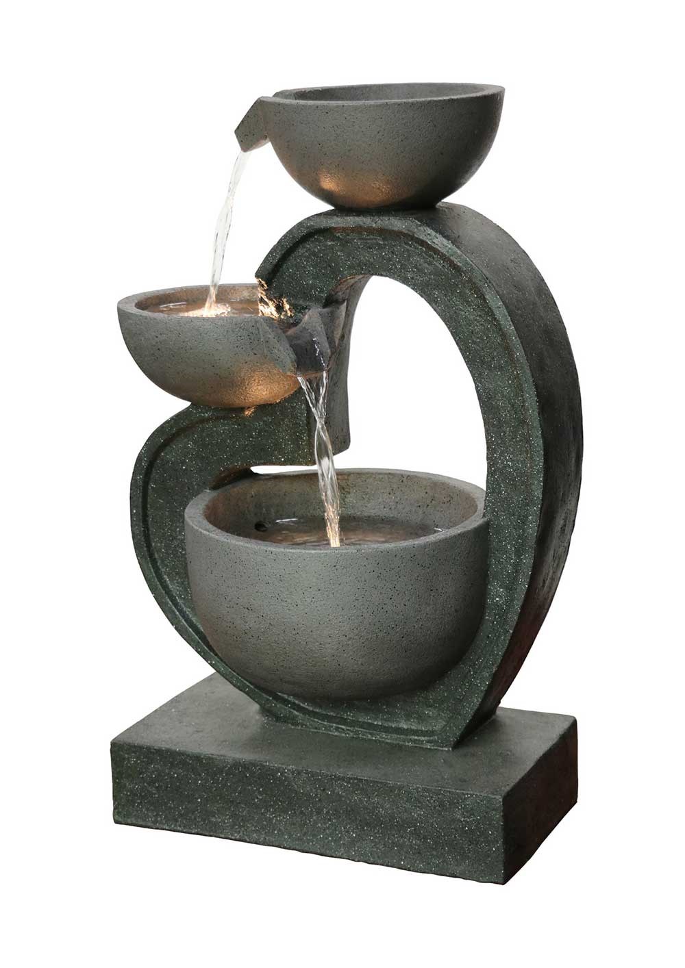 Heart Shaped 3-Tier Pouring Bowls Cascade Water Feature With LED Lights